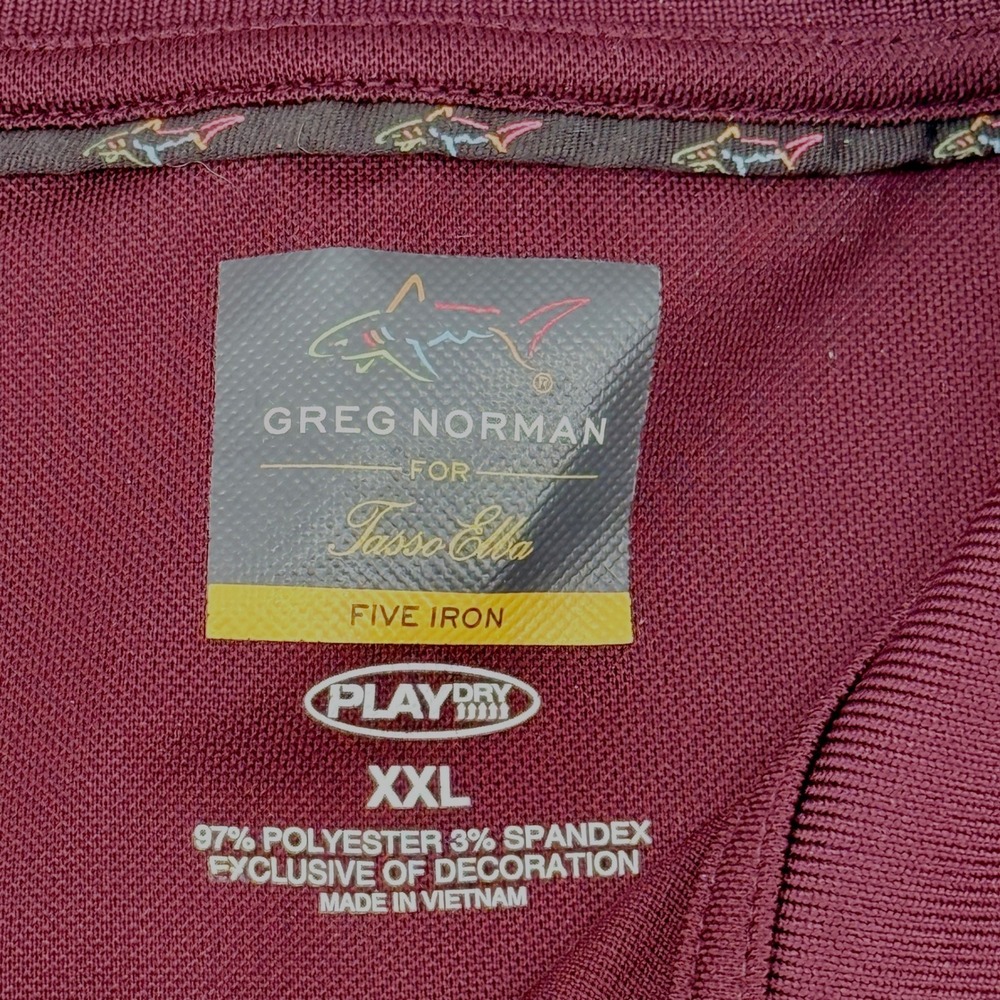 Greg Norman Tasso Elba Five Iron Play Dry Golf Polo Shirt Mens XXL Burgundy - Picture 4 of 15